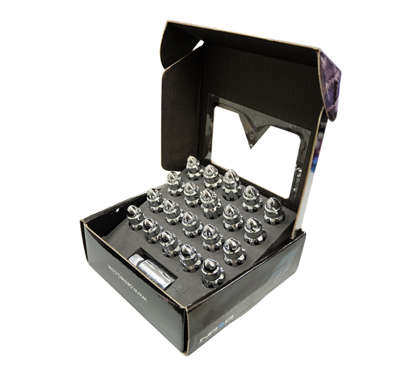 NRG LN-LS500SL-21 - 500 Series M12 X 1.5 Bullet Shape Steel Lug Nut Set - 21 Pc w/Lock Key - Silver