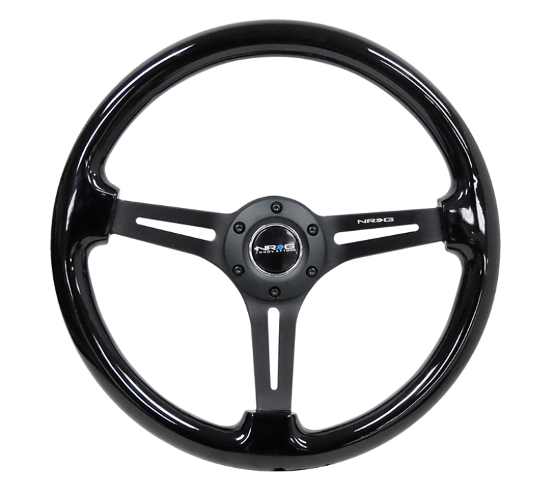 NRG RST-018BK-BK - Reinforced Steering Wheel (350mm / 3in. Deep) Blk Wood w/Blk Matte Spoke/Black Center Mark