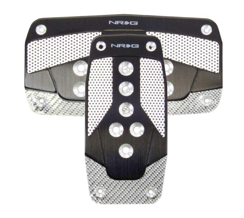 NRG PDL-450BK - Aluminum Sport Pedal A/T - Black w/Silver Carbon