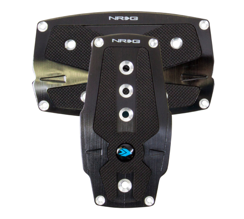 NRG PDL-250BK - Brushed Aluminum Sport Pedal A/T - Black w/Black Rubber Inserts