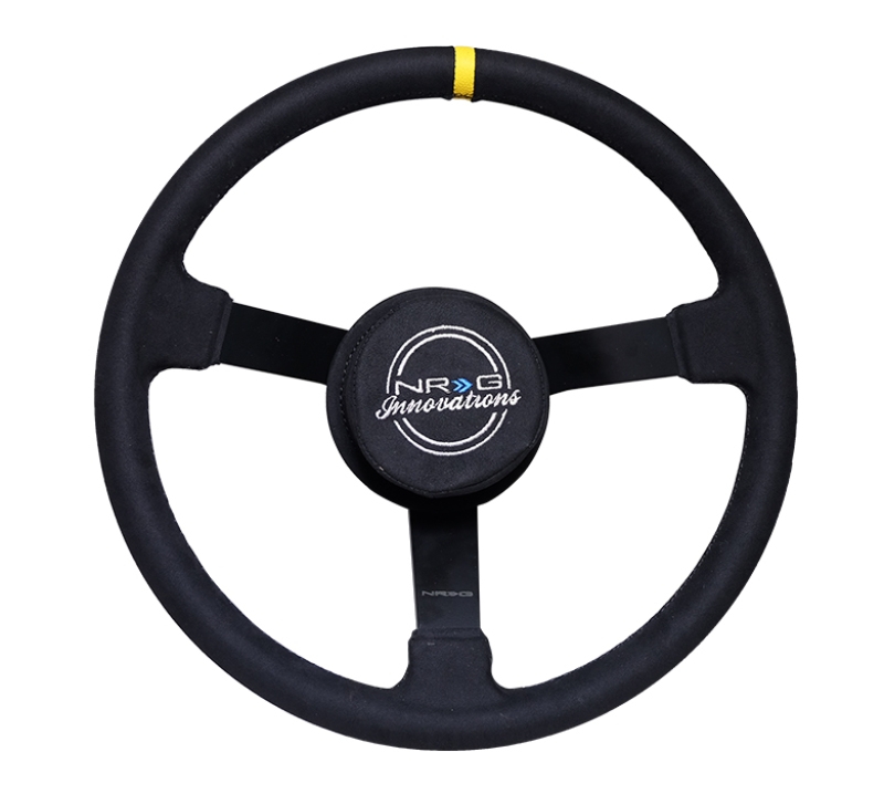 NRG RST-380MB-A - Reinforced Steering Wheel (380mm) Nascar/ Alcantara 3 Spoke w/  Logo/ Removable Crushed Pad