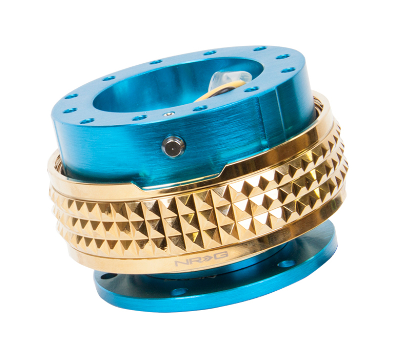 NRG SRK-210NB/CG - Quick Release Kit - Pyramid Edition - New Blue Body / Chrome Gold Pyramid Ring NRG SRK-210NB/CG - Quick Release Kit - Pyramid Edition - New Blue Body / Chrome Gold Pyramid Ring