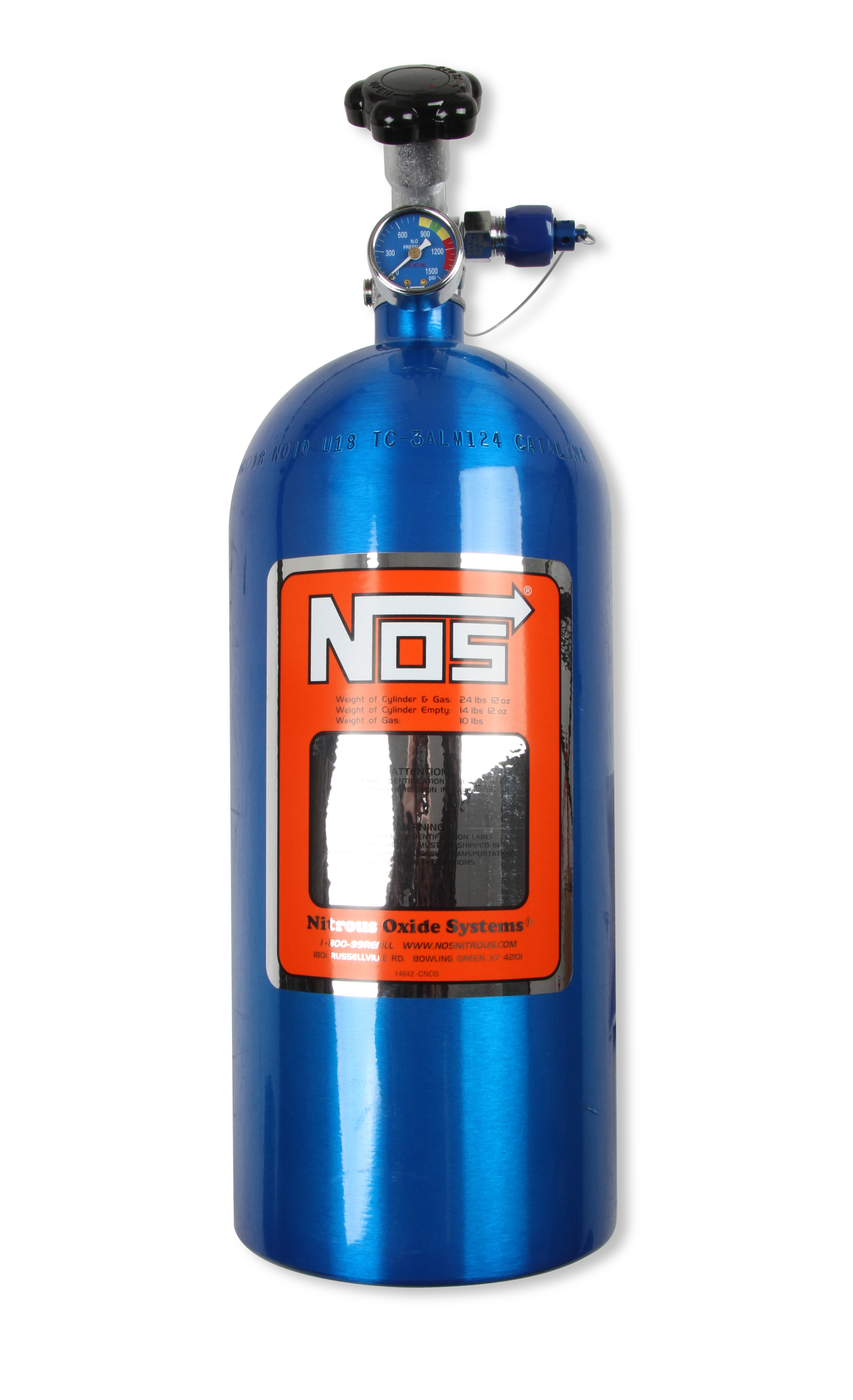 NOS 14745-TPINOS - Nitrous Bottle; Electric Blue Finish; 10 lb.; Super Hi-Flow Valve w/Racer Safety;