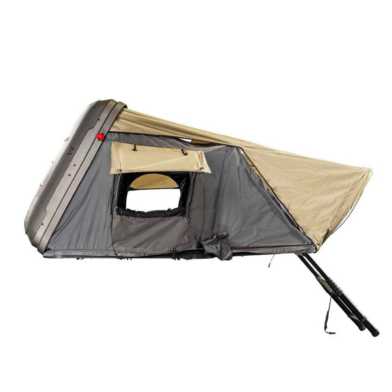 Overland Vehicle Systems 18389904 - HD Bundu 4 - Hard Shell Roof Top Tent, 4 Person, Grey Body and Black Rainfly Overland Vehicle Systems 18389904 - HD Bundu 4 - Hard Shell Roof Top Tent, 4 Person, Grey Body and Black Rainfly