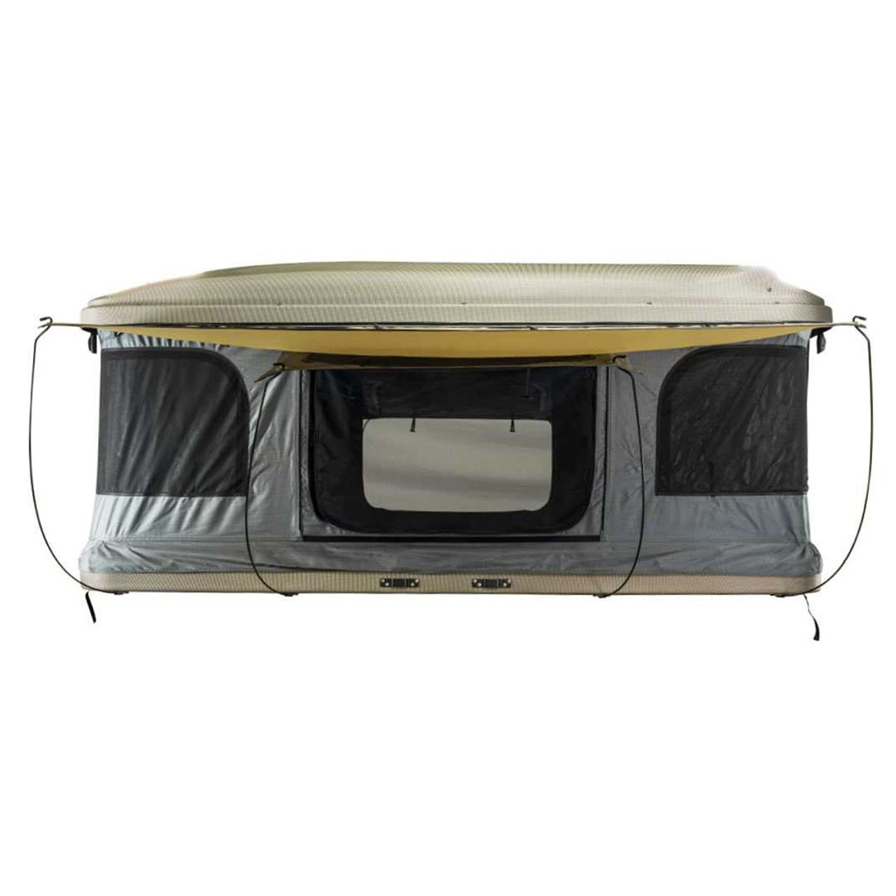Overland Vehicle Systems 18199901 - HD Bundu 2 - Hard Shell Pop Up Roof Top Tent, 2 Person, Grey Body and Black Rainfly Overland Vehicle Systems 18199901 - HD Bundu 2 - Hard Shell Pop Up Roof Top Tent, 2 Person, Grey Body and Black Rainfly