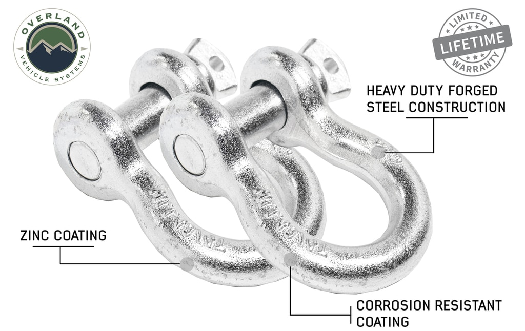 Overland Vehicle Systems 19010205 - Recovery Shackle D-Ring Bow Shackle vs Soft Shackle