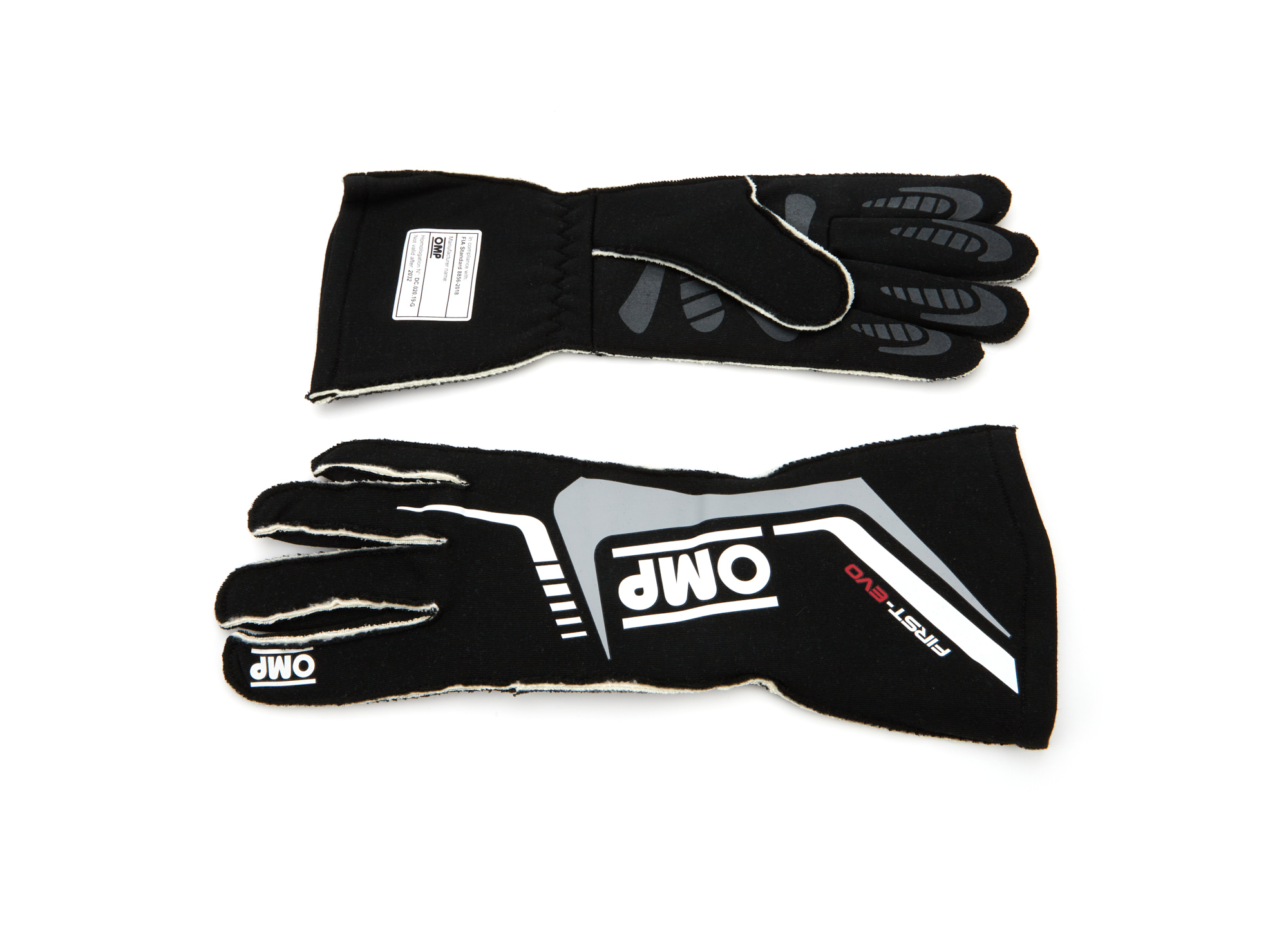 OMP Racing IB0-0767-A01-071-M - OMP First Evo Gloves Black - Size M (Fia 8856-2018)