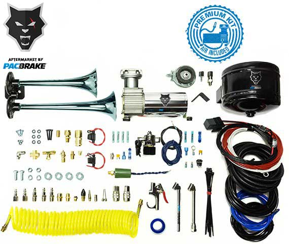 Pacbrake HP10213 - Premium Dual Air Horn Kit W/Air Horn Kit (HP10073) And Onboard Air Kit (HP10163)