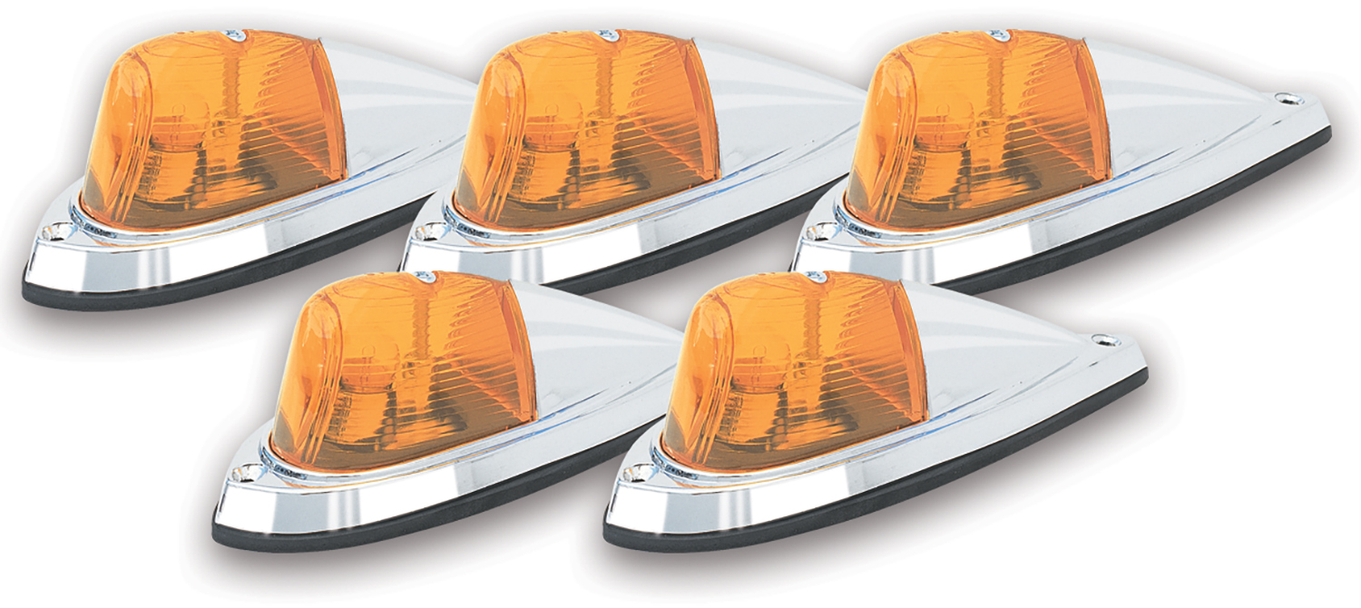 Pacer Performance 20-105 - Amber Deluxe Chrome Hi-5 Cab Roof Light Kit Pacer Performance 20-105 - Amber Deluxe Chrome Hi-5 Cab Roof Light Kit