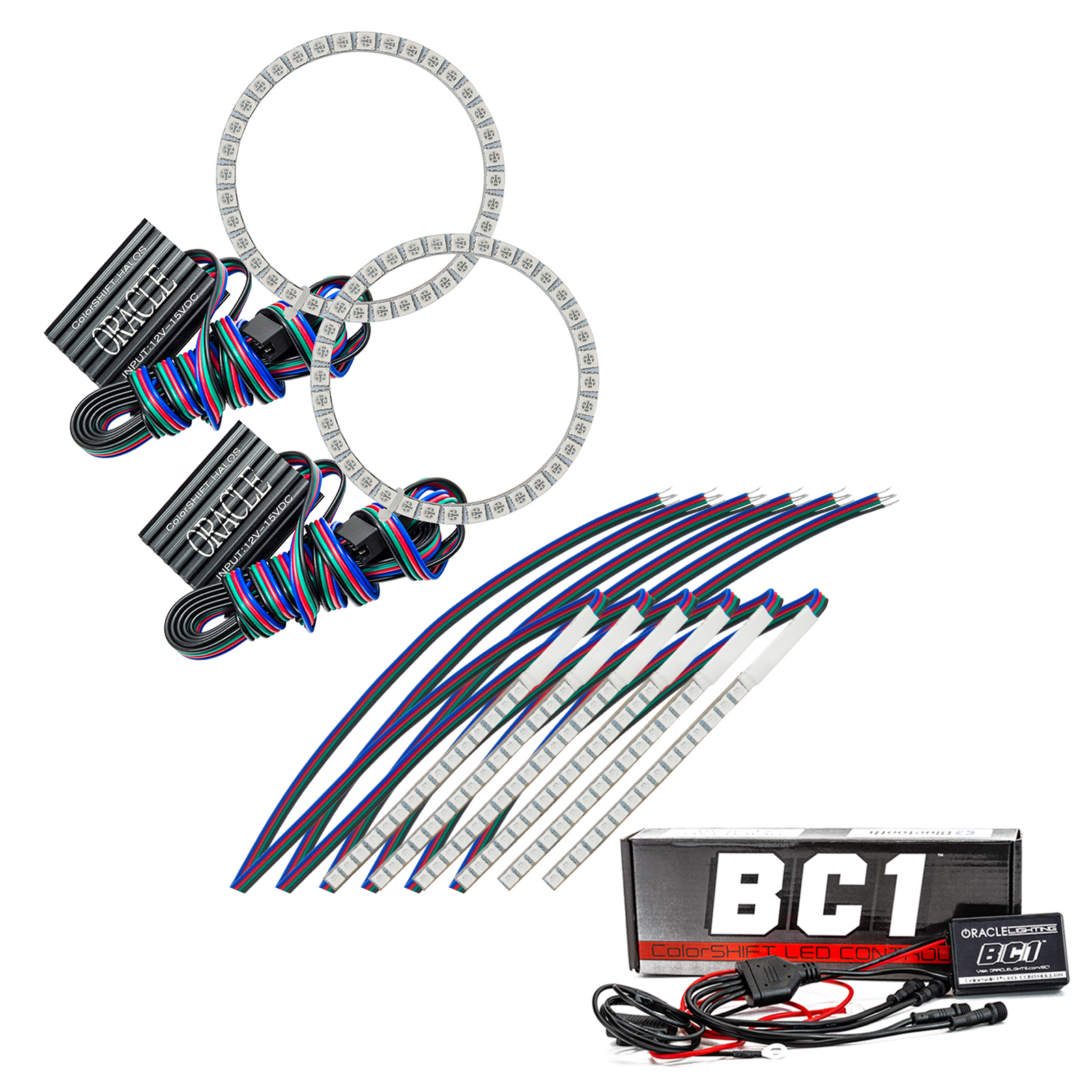 ORACLE Lighting 2267-335 - 15-17 Ford Mustang V6/GT/Shelby DRL  w/ Halo Kit - ColorSHIFT w/ BC1 Controller