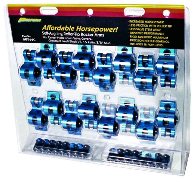 Proform 66911C - Aluminum Roller-Rocker Arms. Ford SB 1.6 Ratio 3/8 in Stud