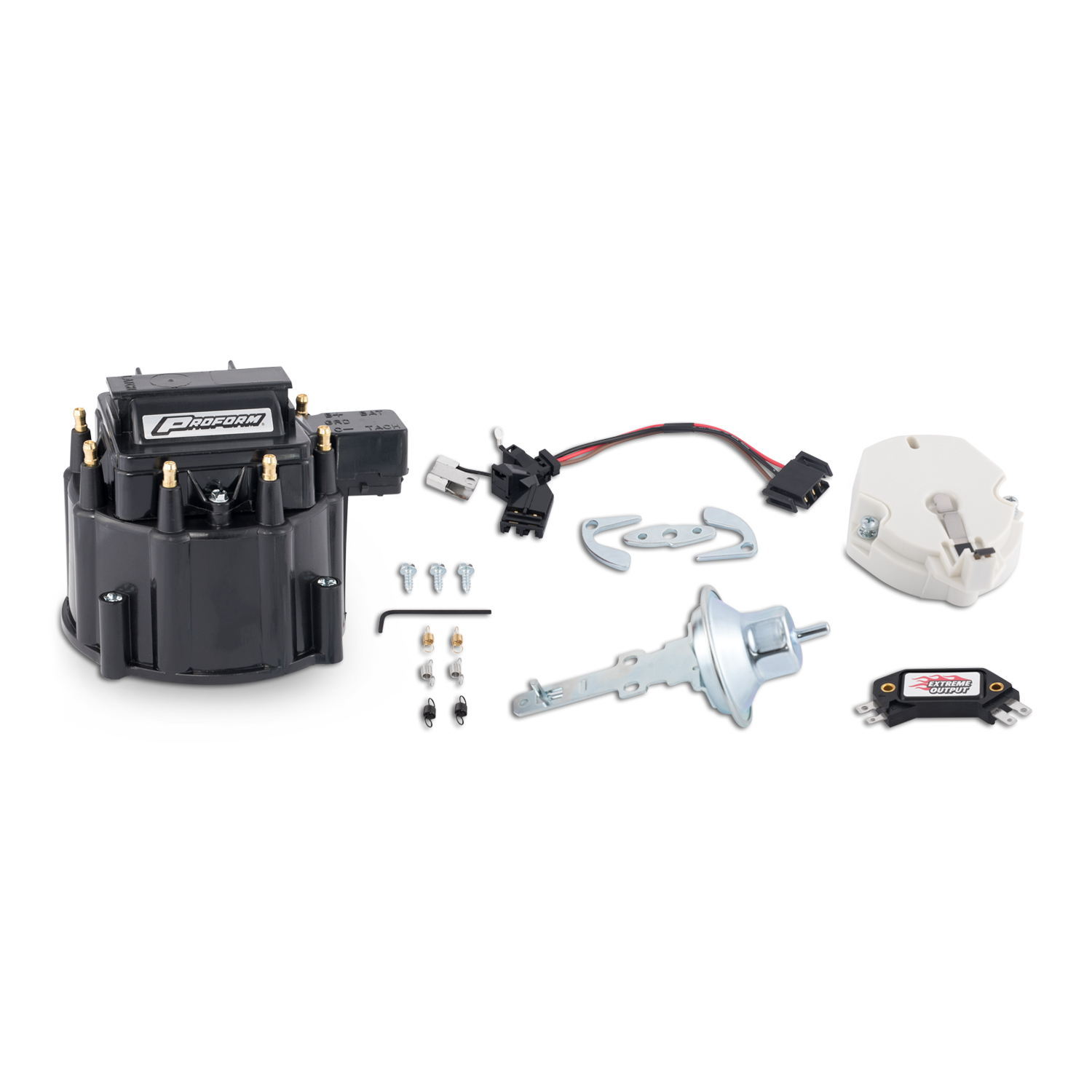 Proform 66945BKC - Engine Distributor Tune-Up Kit Fits GM HEI V8 Dist w/Internal Coil Black Cap