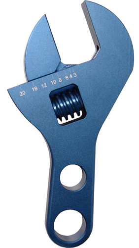 Proform 67724 - Adjustable AN Fitting Wrench Compact Stubby Design Fits AN Fitting Sizes 10AN-20AN Blue Anodized Billet Aluminum