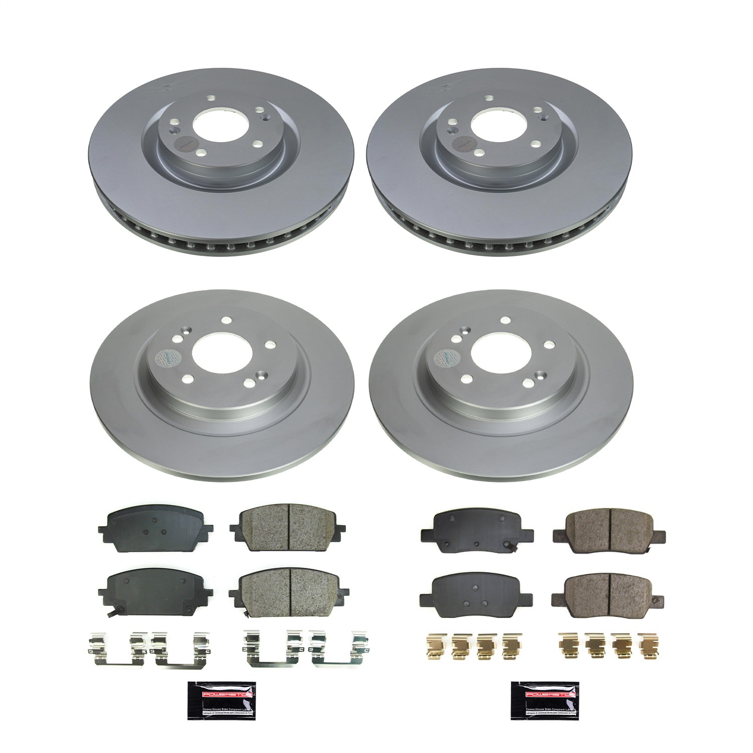 PowerStop CRK8733 - Power Stop 2021 Kia Sorento Front & Rear Z17 Coated Brake Kit