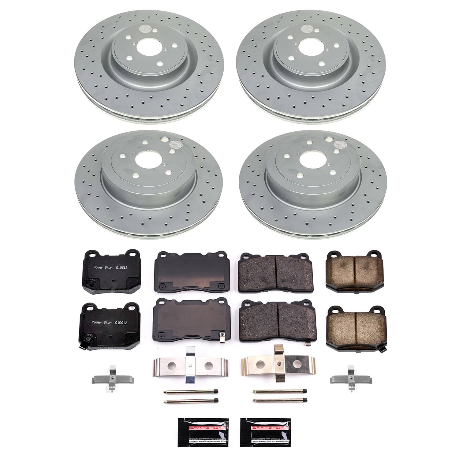 PowerStop CRK9096 - Power Stop 2021 Subaru WRX Front and Rear Z17 Coated Brake Kit