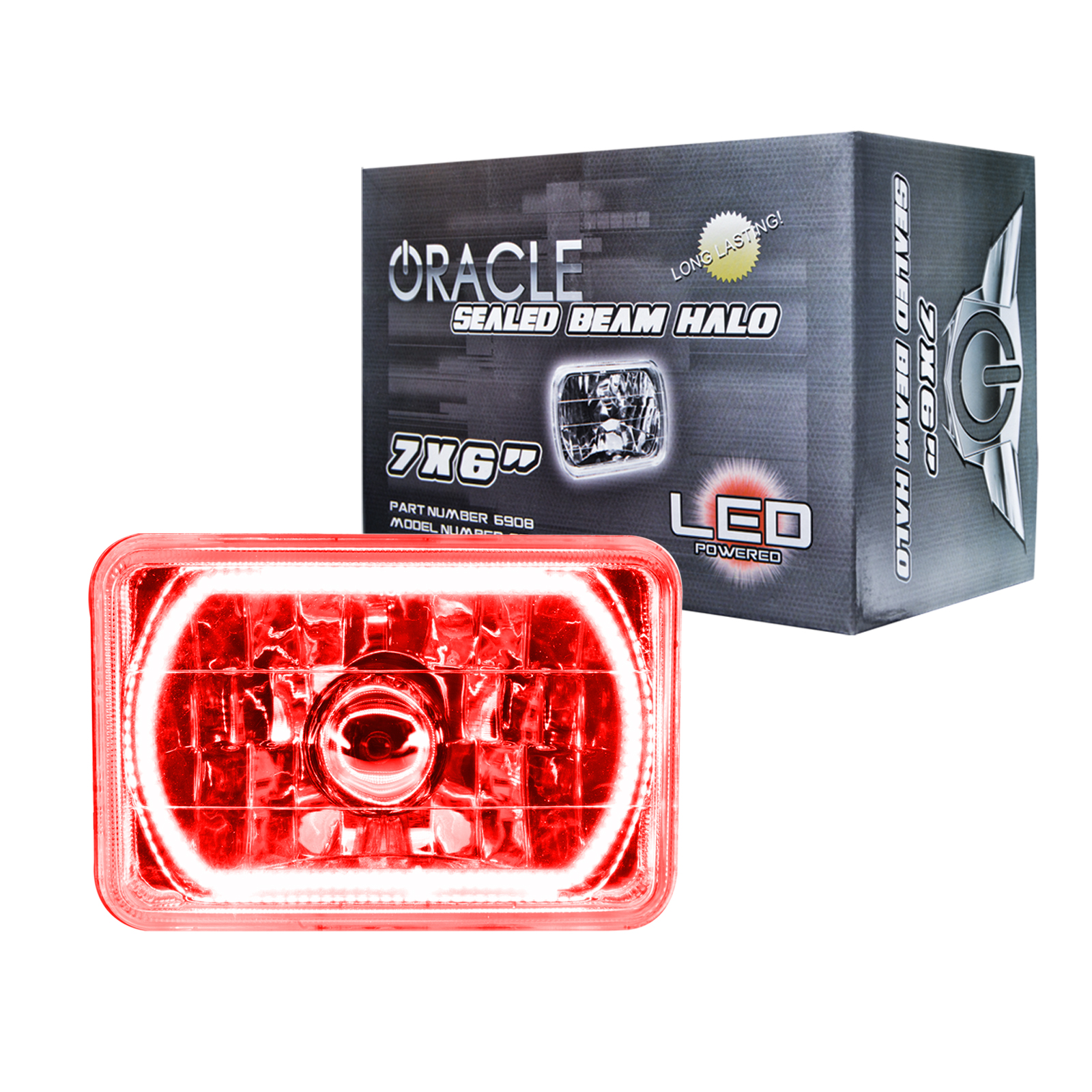 ORACLE Lighting 6908-003 - Pre-Installed Lights 7x6 IN. Sealed Beam - Red Halo
