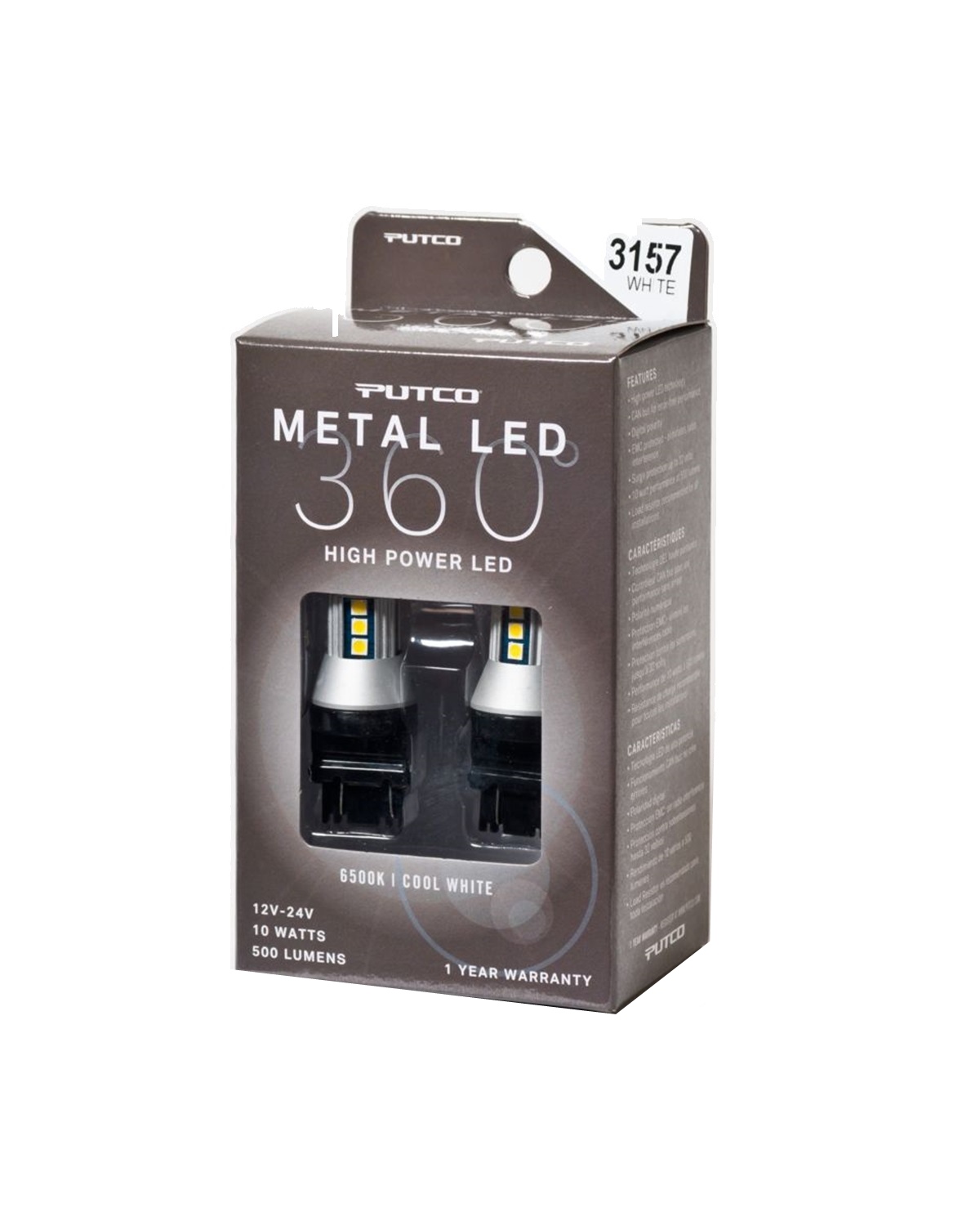 Putco 343157W-360 - 3157 - White Metal 360 LED