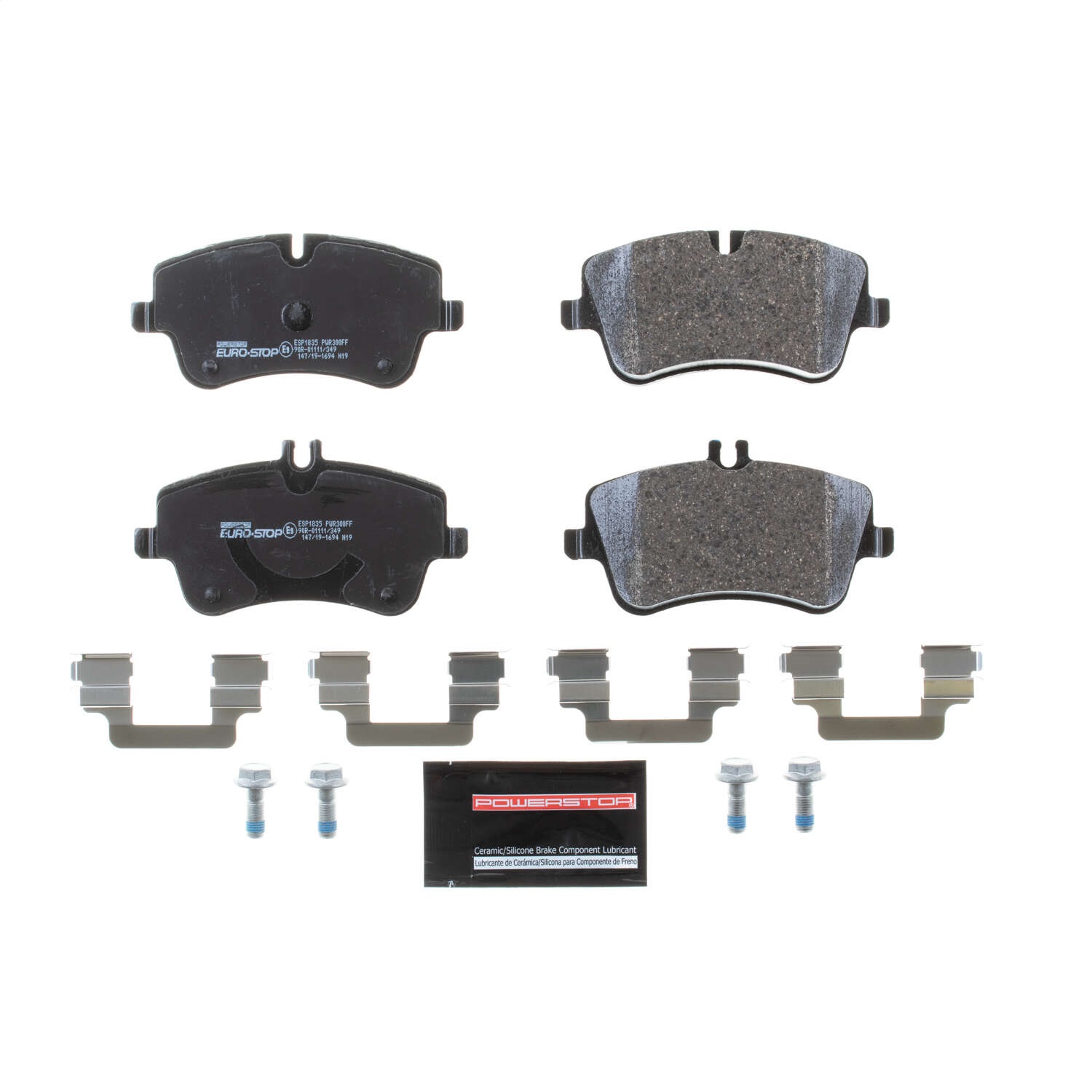 PowerStop ESP1835 - Power Stop 01-05 Mercedes-Benz C240 Euro-Stop ECE-R90 Front Brake Pads
