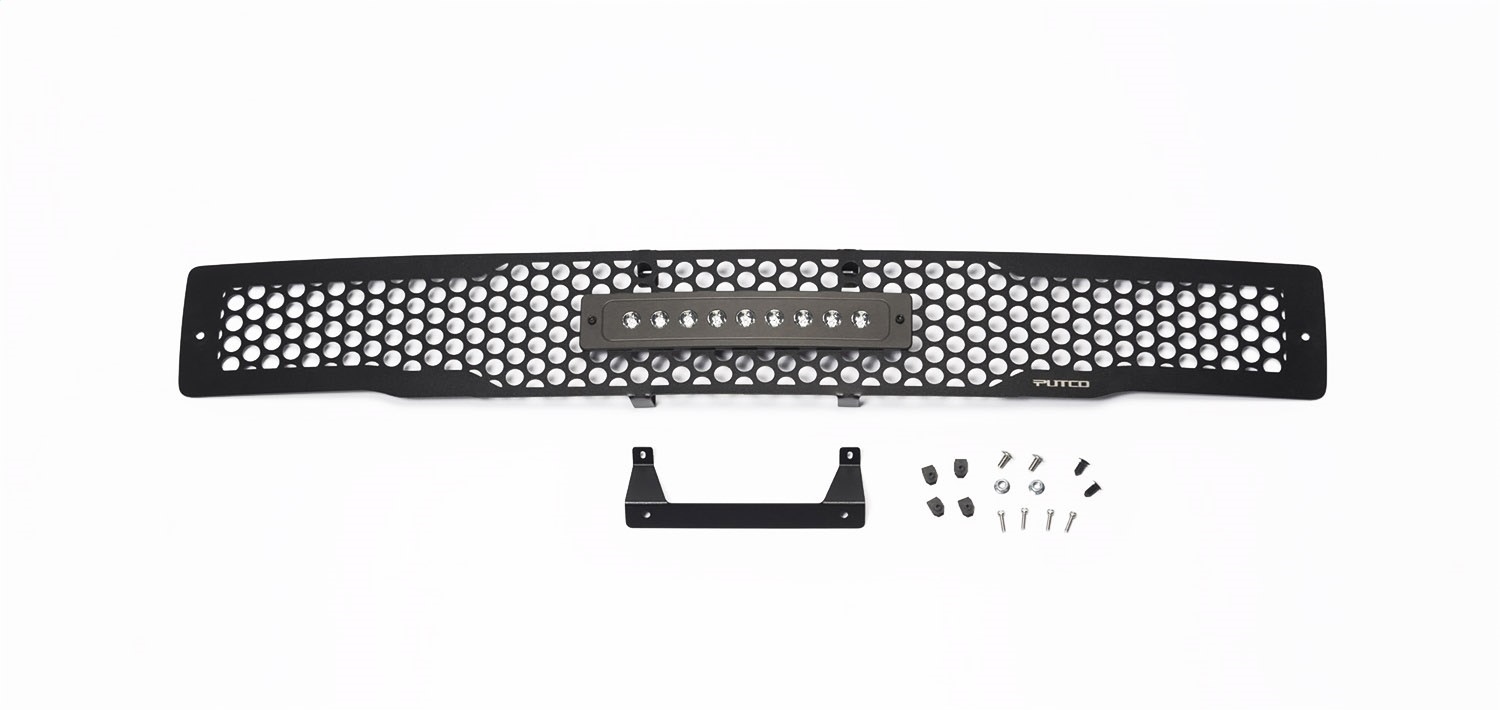 Putco 88160L - 15-17 Ford F-150 - SS Black Punch Design w/ 10in Luminix Light bar Bumper Grille Inserts