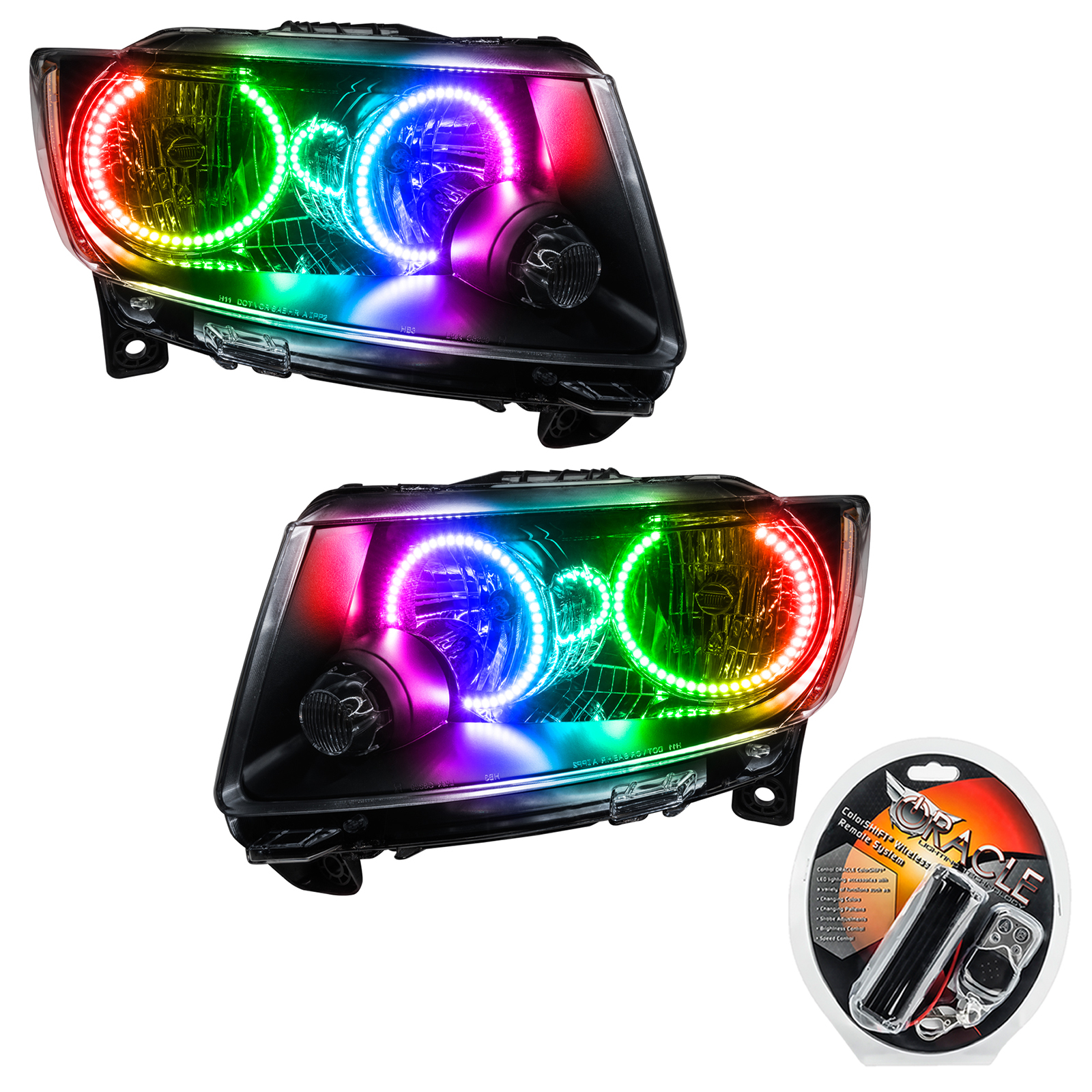 ORACLE Lighting 7070-330 - 11-13 Jeep Grand Cherokee SMD HL (Non-HID) - Chrome - ColorSHIFT