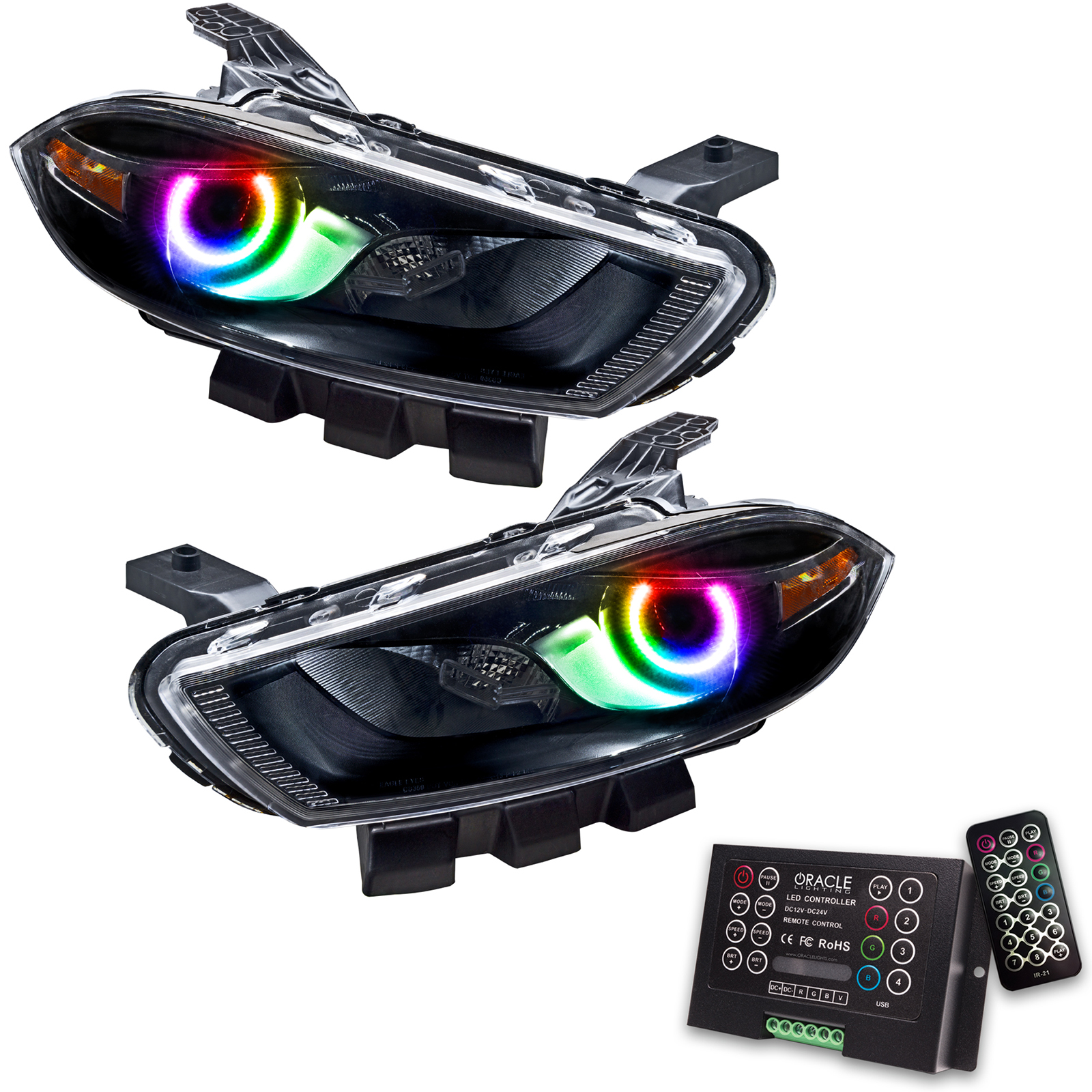 ORACLE Lighting 7142-333 - 13-14 Dodge Dart (HID Style) SMD HL - Black - ColorSHIFT w/ 2.0 Controller ORACLE Lighting 7142-333 - 13-14 Dodge Dart (HID Style) SMD HL - Black - ColorSHIFT w/ 2.0 Controller