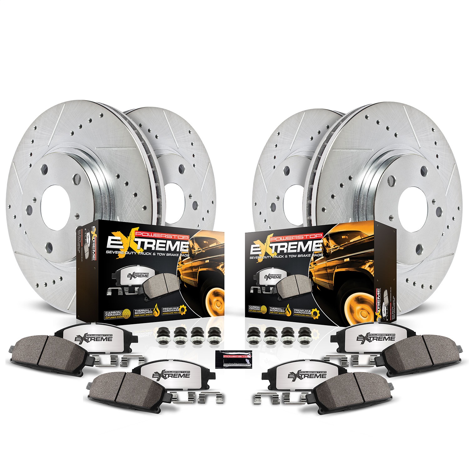 PowerStop K144-36 - Power Stop 05-12 Nissan Pathfinder Front & Rear Z36 Truck & Tow Brake Kit