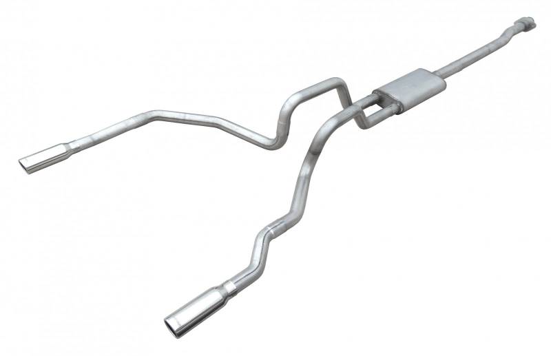 Pypes SFT25V - Cat Back Exhaust System 09-14 Ford F150 Split Rear Dual Exit 3 in Intermediate And Tail Pipe Violator Muffler/Hardware/3.5 in Polished Tips Incl Natural Finish 409 Stainless Steel  Exhaust