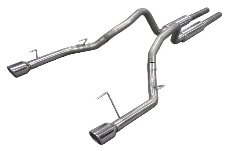 Pypes SFM66 - Cat Back Mid Muffler Exhaust System 05-10 Mustang GT Split Rear Dual Exit 2.5 in Intermediate And Tail Pipe M80 Mufflers/Hardware/4 in Polished Tips Incl Natural Finish 409 Stainless Steel  Exhaust