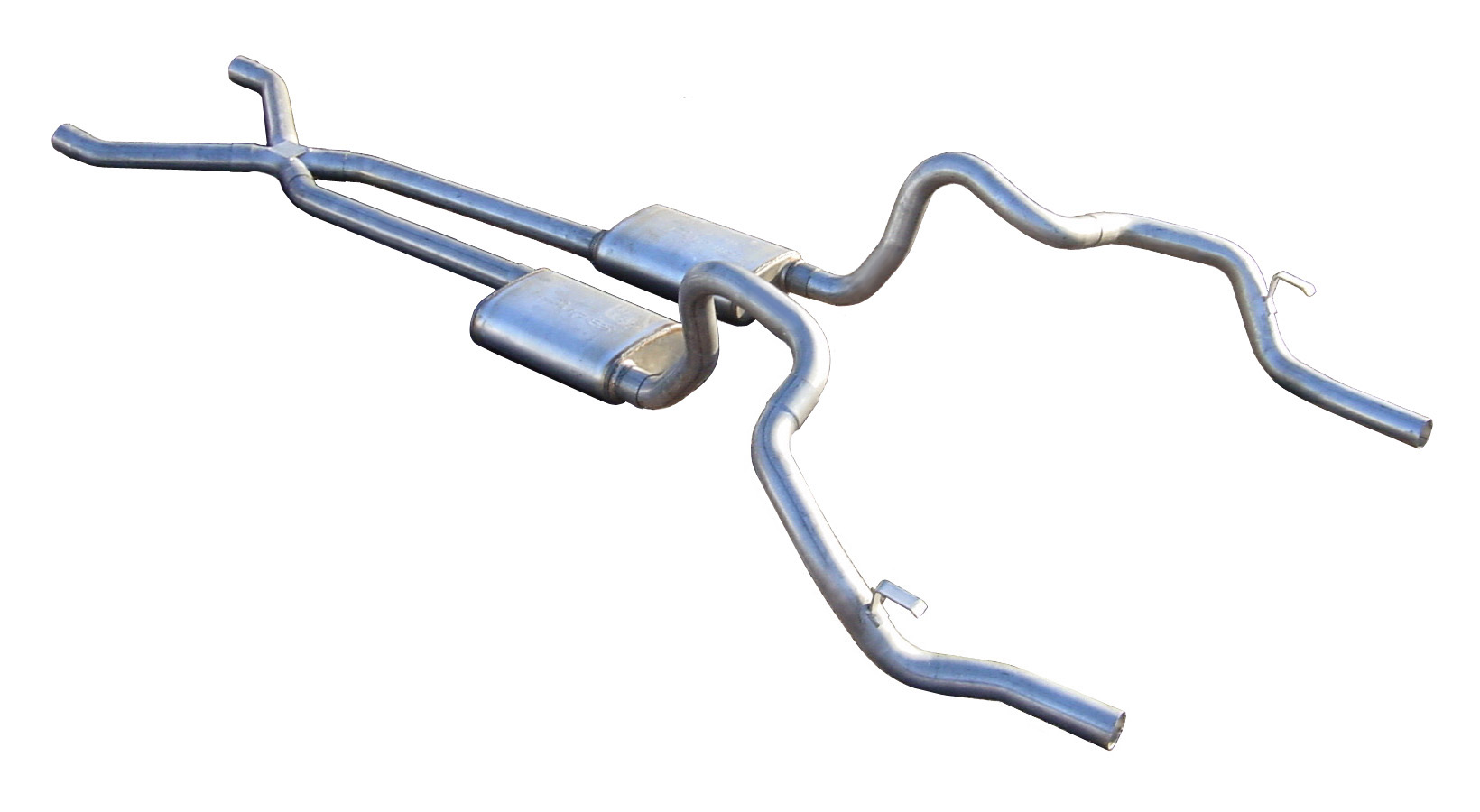 Pypes SGF11V - Crossmember Back w/X-Pipe Exhaust System 70-74 F-Body Split Rear Dual Exit 2.5 in Intermediate And Tail Pipe Violator Mufflers/Hardware Incl Tip Not Incl  Exhaust