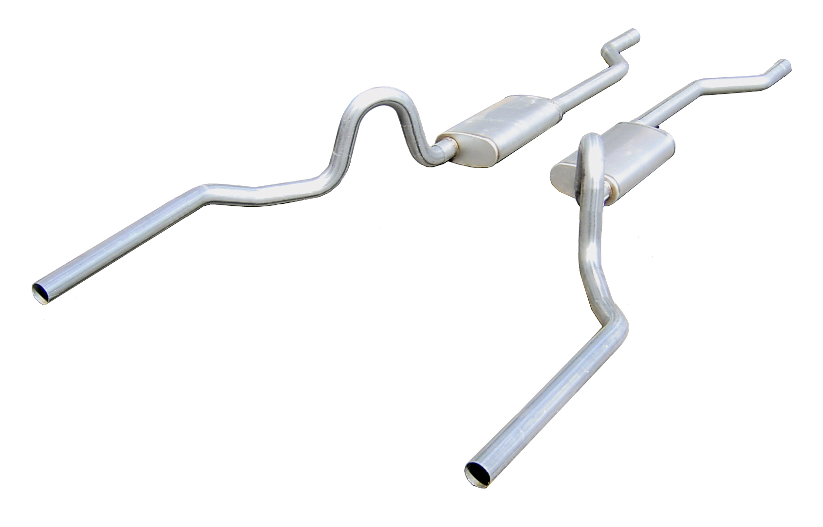 Pypes SGA30S - Crossmember Back Without X-Pipe Exhaust System 64-72 A-Body Split Rear Dual Exit 2.5 in Intermediate/Tail Pipe Street Pro Mufflers/Hardware Incl Tip Not Incl Natural 409 StainlessSteel  Exhaust