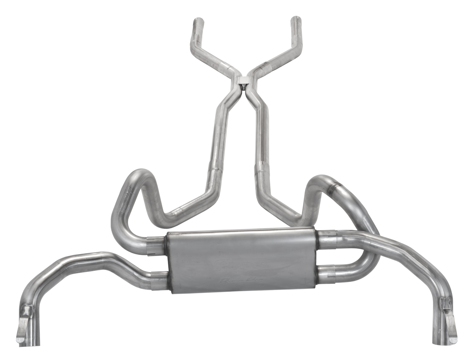Pypes SGF40 - Crossmember Back Crossflow System w/H-Pipe Exhaust System 67-74 Split Rear Dual Exit 2.5 in Intermediate And Tail Pipe Race Pro Mufflers/Hardware Incl Tip Not Incl Natural 409 Stainless Steel Exhaust Pypes SGF40 - Crossmember Back Crossflow System w/H-Pipe Exhaust System 67-74 Split Rear Dual Exit 2.5 in Intermediate And Tail Pipe Race Pro Mufflers/Hardware Incl Tip Not Incl Natural 409 Stainless Steel Exhaust