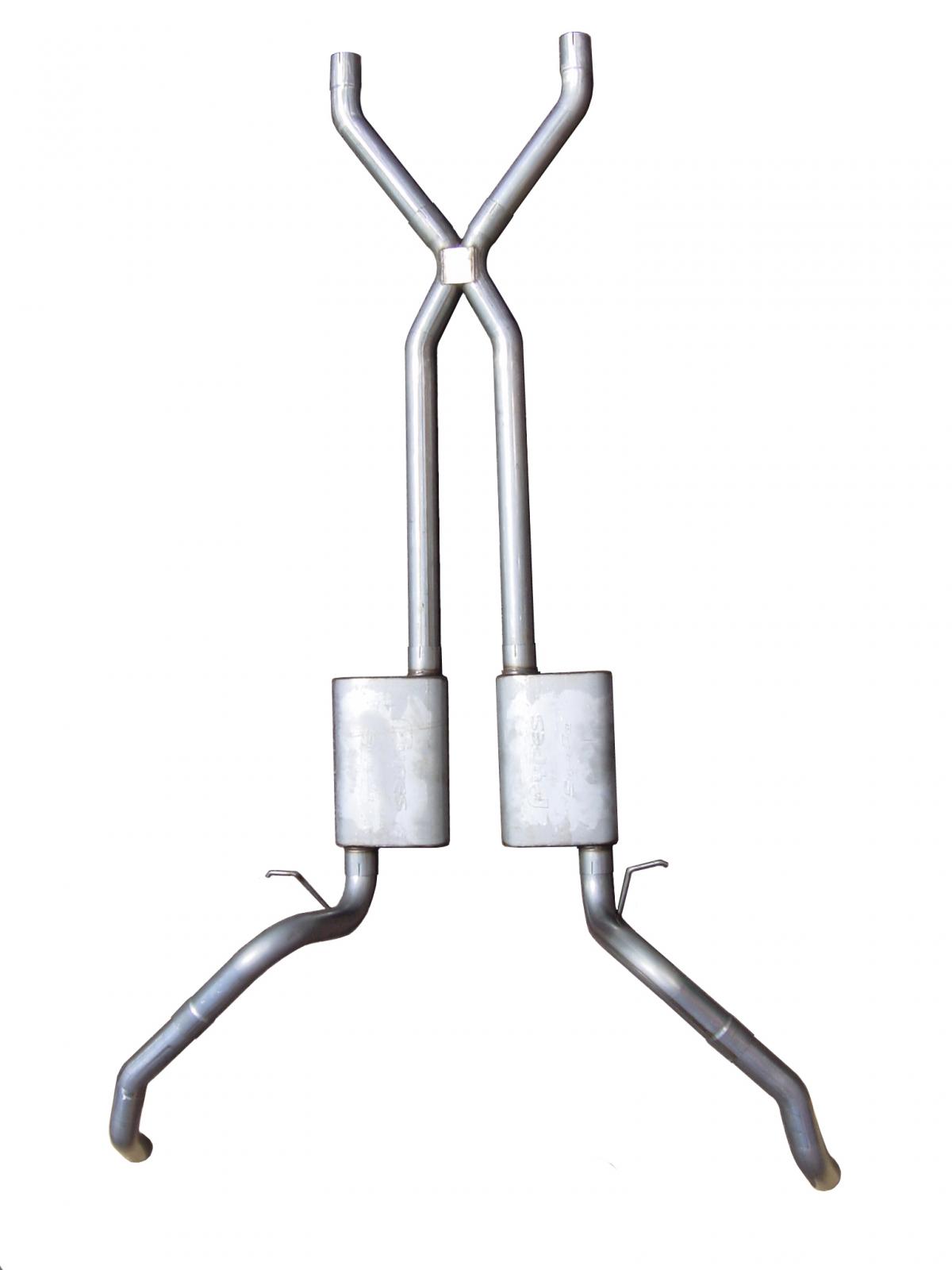 Pypes SGF60S - Crossmember Back w/X-Pipe Exhaust System 67-69 Split Rear Dual Exit 2.5 in Intermediate Pipe And Tailpipe Street Pro Mufflers/Hardware Incl Tip Not Incl  Exhaust