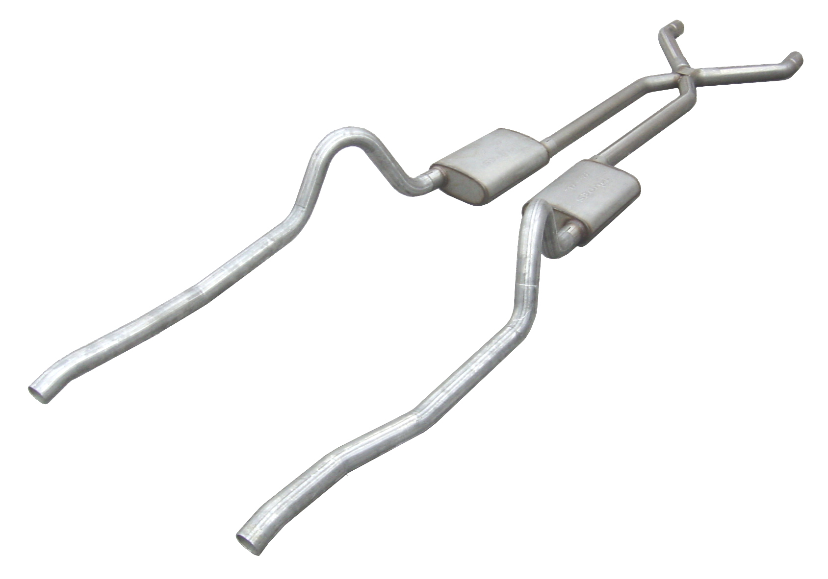 Pypes SMA10R - Crossmember Back w/X-Pipe Exhaust System 67-73 Mopar A-Body Split Rear Dual Exit 2.5 in Intermediate And Tail Pipe Race Pro Mufflers/Hardware Incl Tip Not Incl  Exhaust