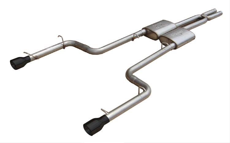 Pypes SMC12RB - Cat Back Exhaust System Split Rear Dual Exit 06-10 Charger V6 2.5 in Intermediate And Tail Pipe Race Pro Muffler/Hardware/4 in Black Tips Incl Natural Finish 409 Stainless Steel  Exhaust