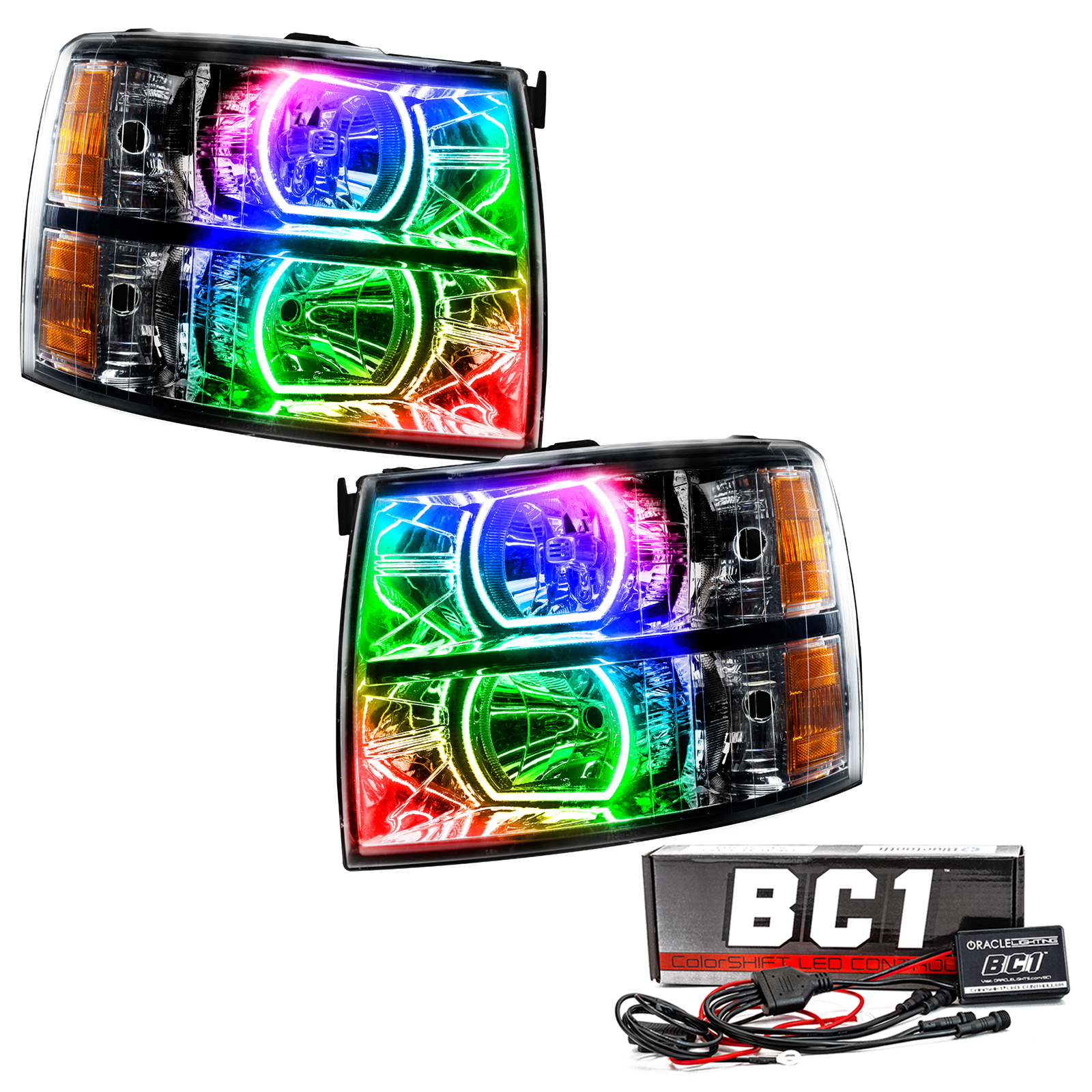 ORACLE Lighting 8189-335 - 07-13 Chevrolet Silverado SMD HL - Black - Square - ColorSHIFT w/ BC1 Controller ORACLE Lighting 8189-335 - 07-13 Chevrolet Silverado SMD HL - Black - Square - ColorSHIFT w/ BC1 Controller