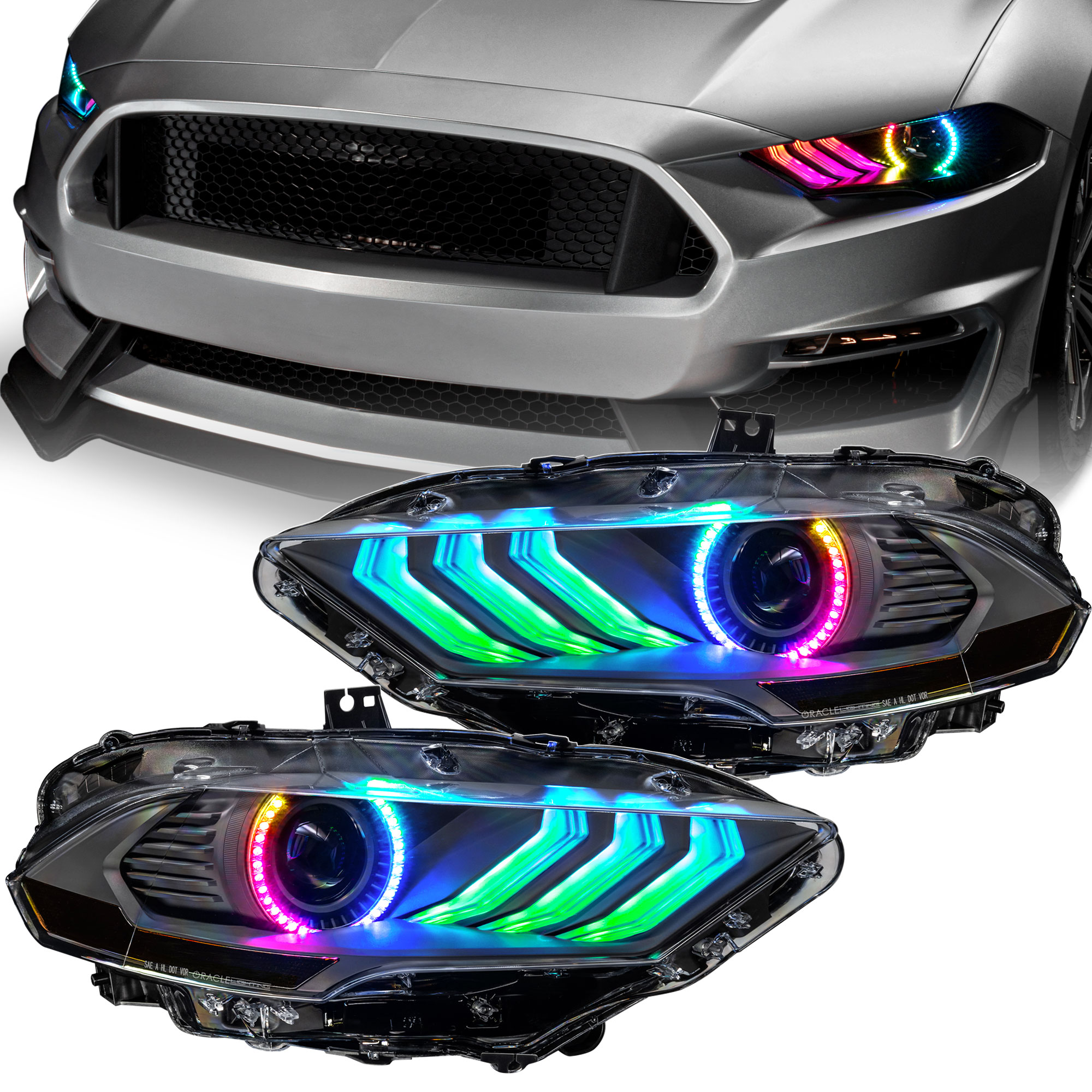 ORACLE Lighting 8204-332 - Lighting 18-23 Ford Mustang Dynamic ColorSHIFT LED Headlights - Black Series ORACLE Lighting 8204-332 - Lighting 18-23 Ford Mustang Dynamic ColorSHIFT LED Headlights - Black Series