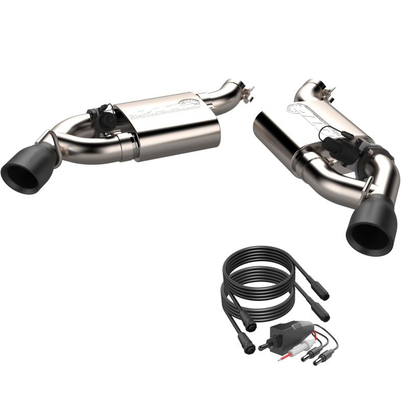 QTP 400116B - 2016-2024 Chevrolet Camaro SS   Screamer Axle Back Dual Tip Bumper Black Tips