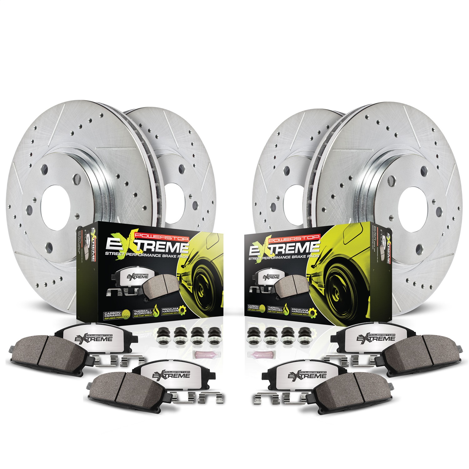 PowerStop K6654-26 - Power Stop 2016 BMW 328i xDrive Front & Rear Z26 Street Warrior Brake Kit
