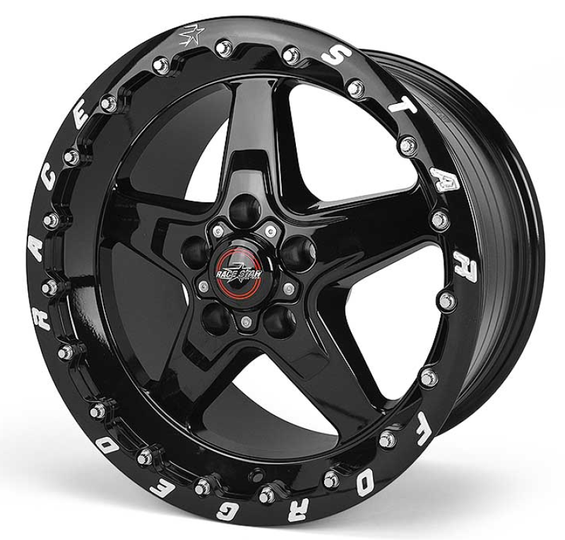Race Star 92-705154SB - 92 Drag Star Bracket Racer 17x10.5 5x4.50BC 7.6BS Gloss Black Wheel - Single Bead Lock