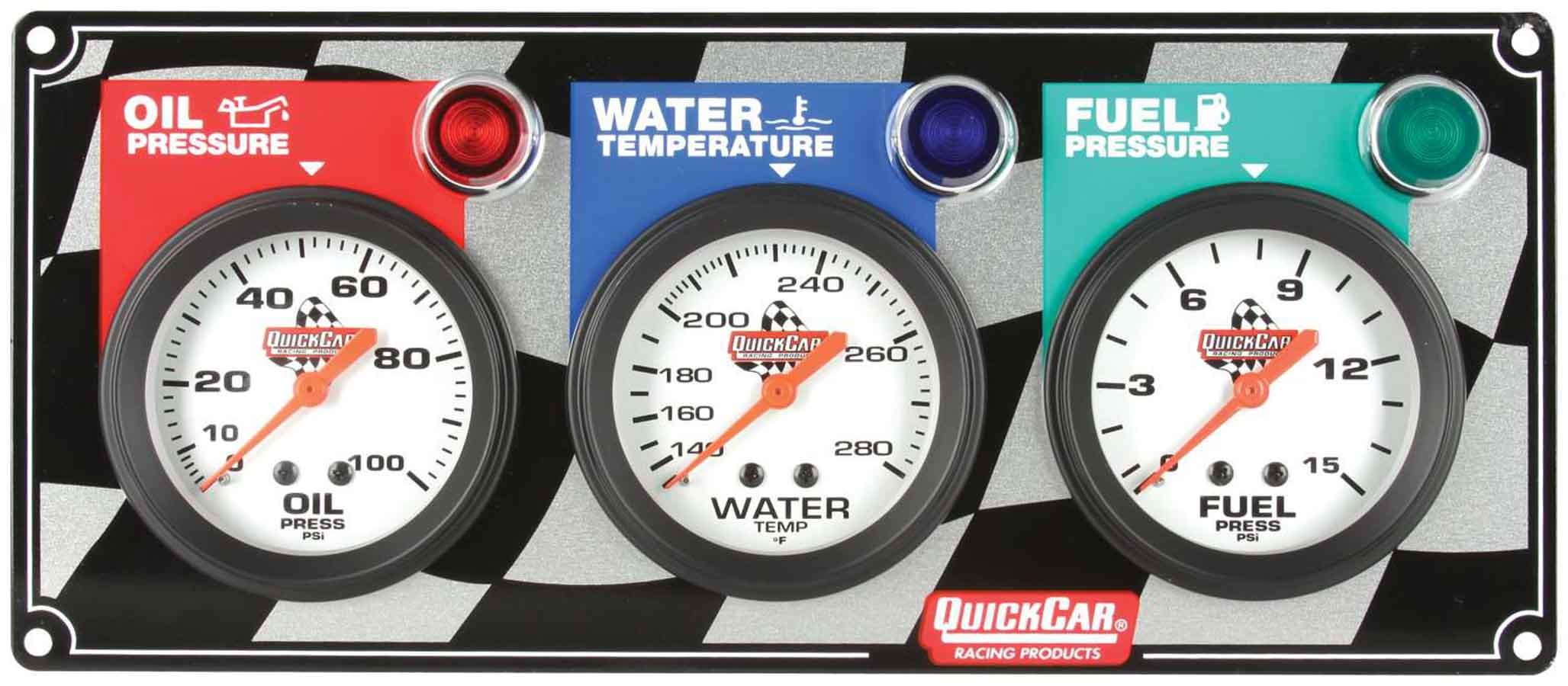 QuickCar 61-6012 - 3 Gauge Panel OP/WT/FP