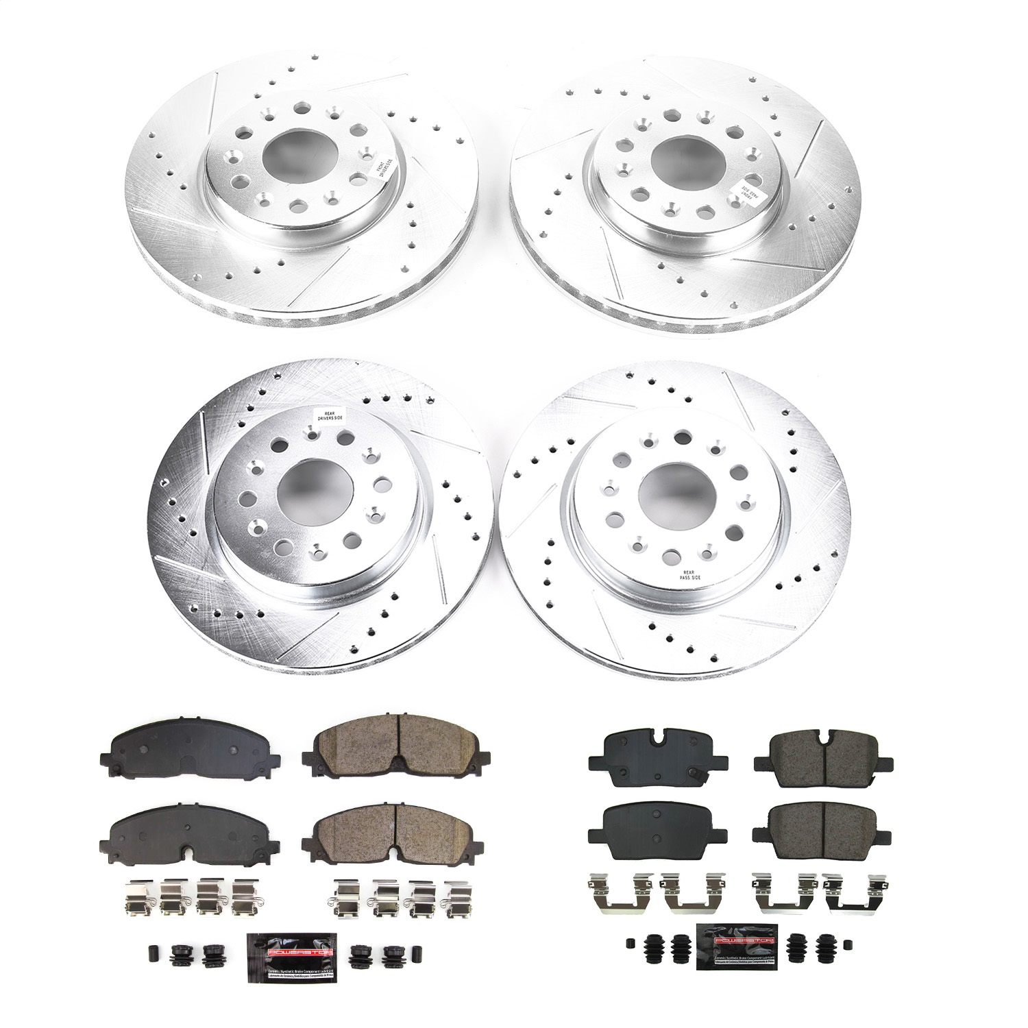 PowerStop K8794 - Power Stop 2021 GMC Acadia Front & Rear Z23 Evolution Brake Kit