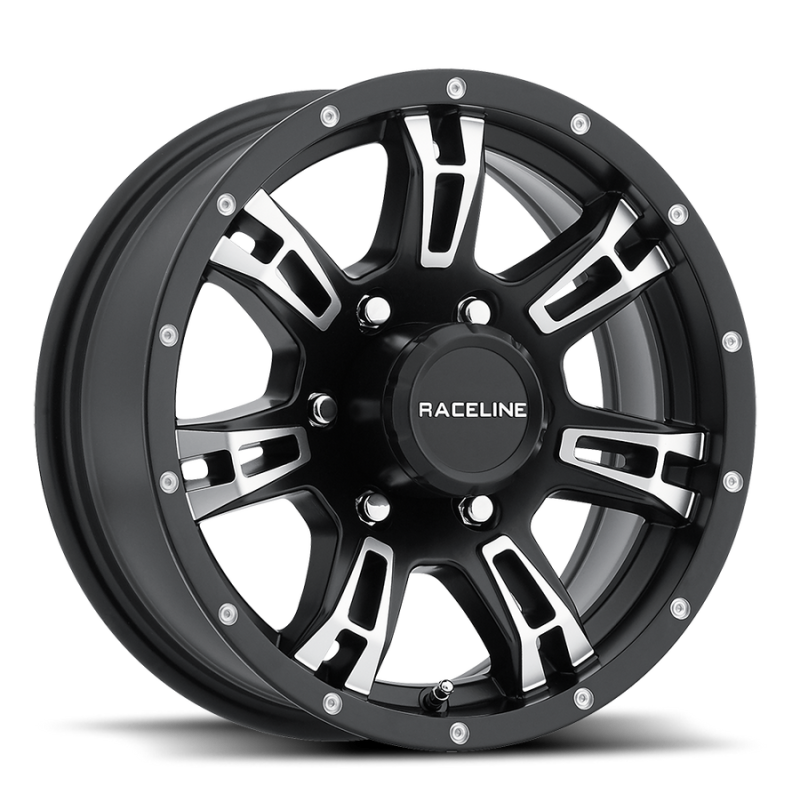 Raceline 840-56060 - 840 Arsenal 15x6in / 6x139.7 BP / 0mm Offset / 4.25mm Bore - Black & Machined Wheel Raceline 840-56060 - 840 Arsenal 15x6in / 6x139.7 BP / 0mm Offset / 4.25mm Bore - Black & Machined Wheel