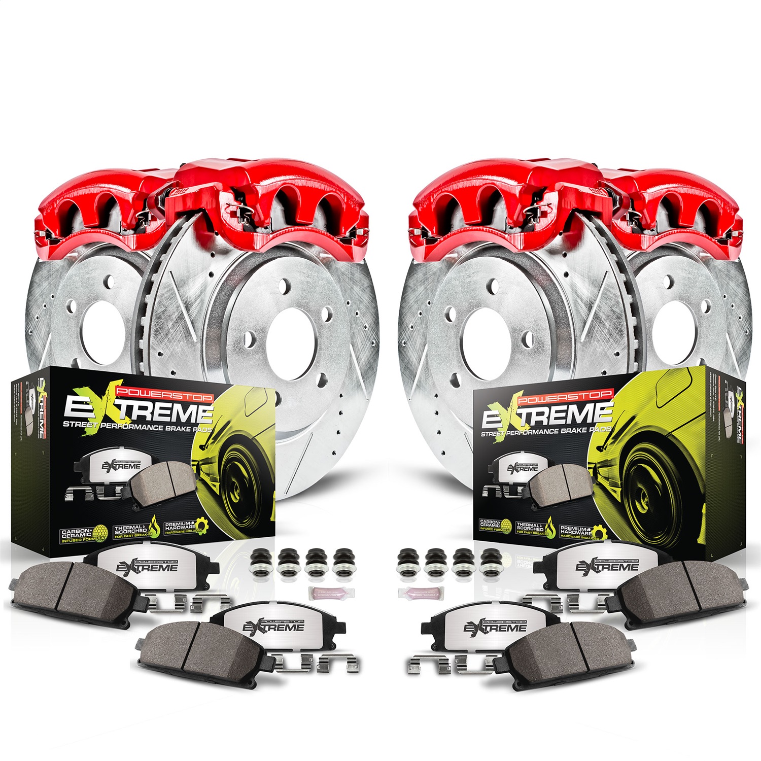 PowerStop KC1560B-26 - Power Stop 97-04 Chevrolet Corvette Front & Rear Z26 Street Warrior Brake Kit w/Calipers