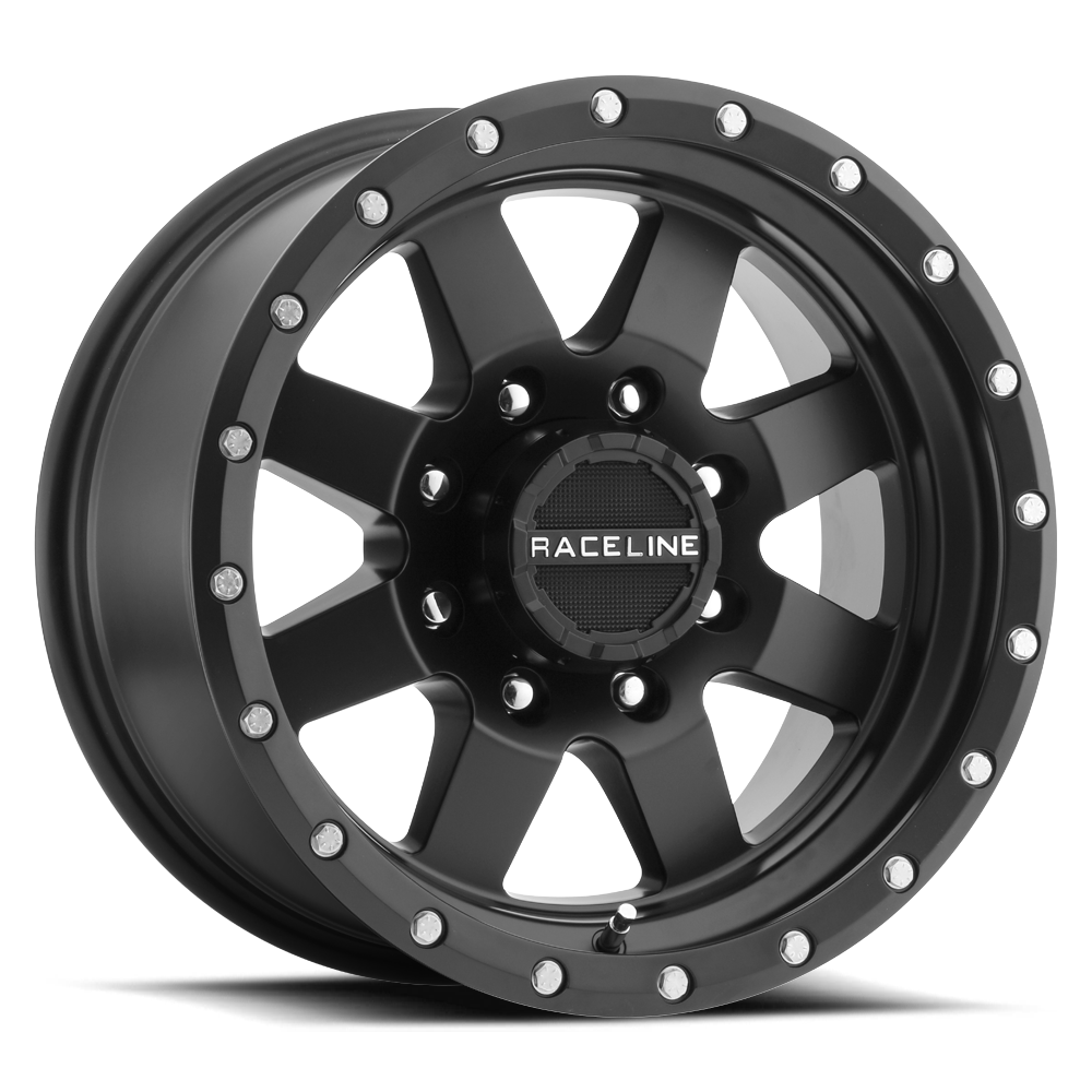 Raceline 935B-68060-00 - 935B Defender 16x8in / 6x139.7 BP / 0mm Offset / 107.95mm Bore - Satin Black Wheel