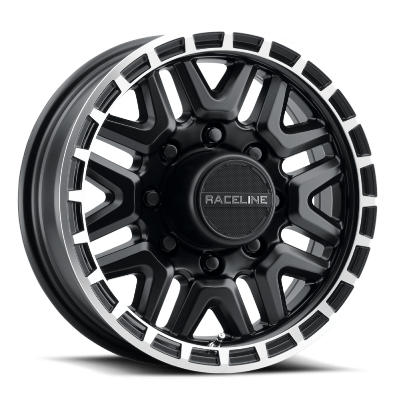 Raceline 953BM-66080 - 953BM Krank 16x6in / 8x165.1 BP / 0mm Offset / 4.90mm Bore - Black & Machined Wheel Raceline 953BM-66080 - 953BM Krank 16x6in / 8x165.1 BP / 0mm Offset / 4.90mm Bore - Black & Machined Wheel