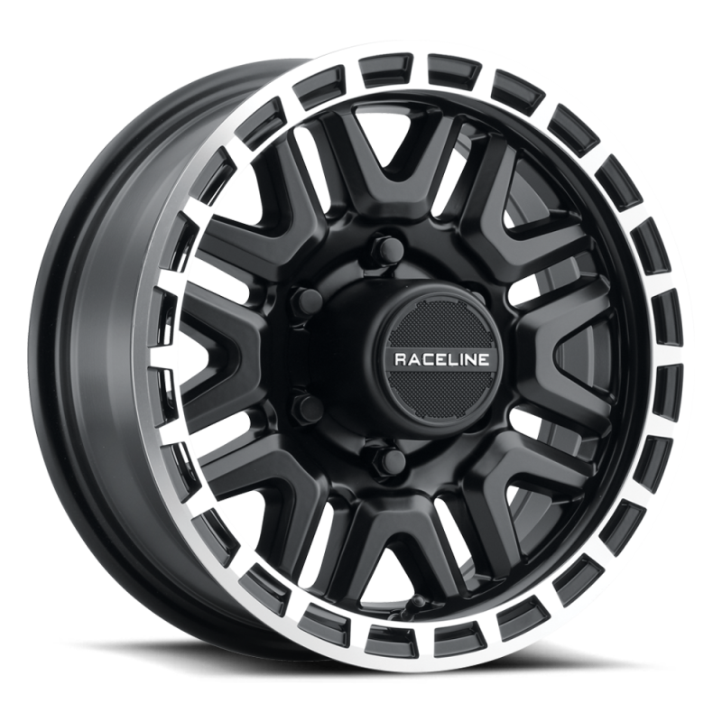 Raceline 953BM-56060 - 953BM Krank 15x6in / 6x139.7 BP / 0mm Offset / 4.25mm Bore - Black & Machined Wheel