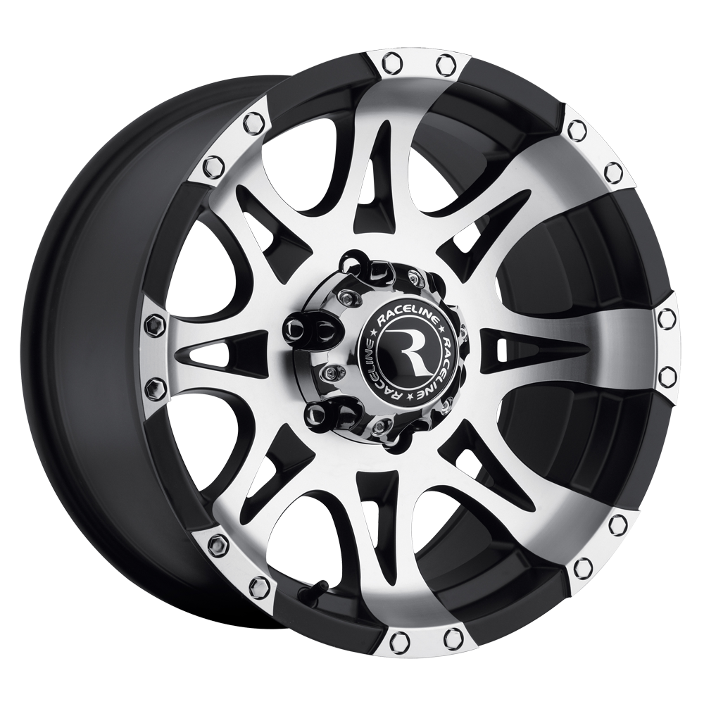 Raceline 982-79065 - 982 Raptor 17x9in / 6x135 BP / 6mm Offset / 87.1mm Bore - Black & Machined Wheel