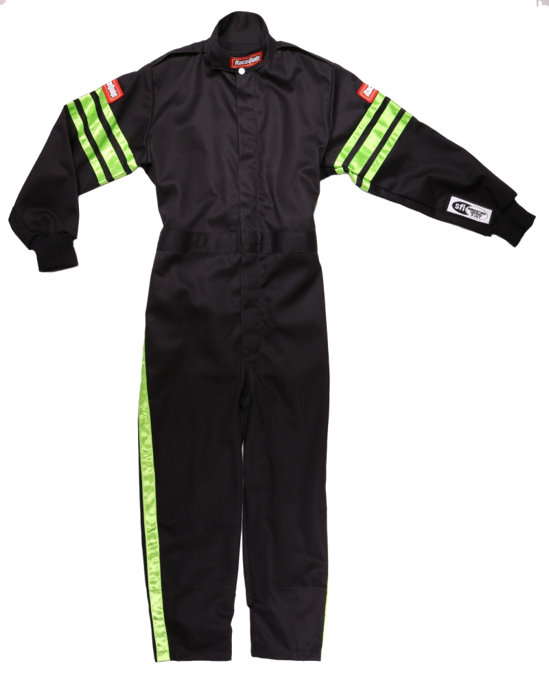 Racequip 1950793 - Green Trim SFI-1 JR. Suit - KMedium