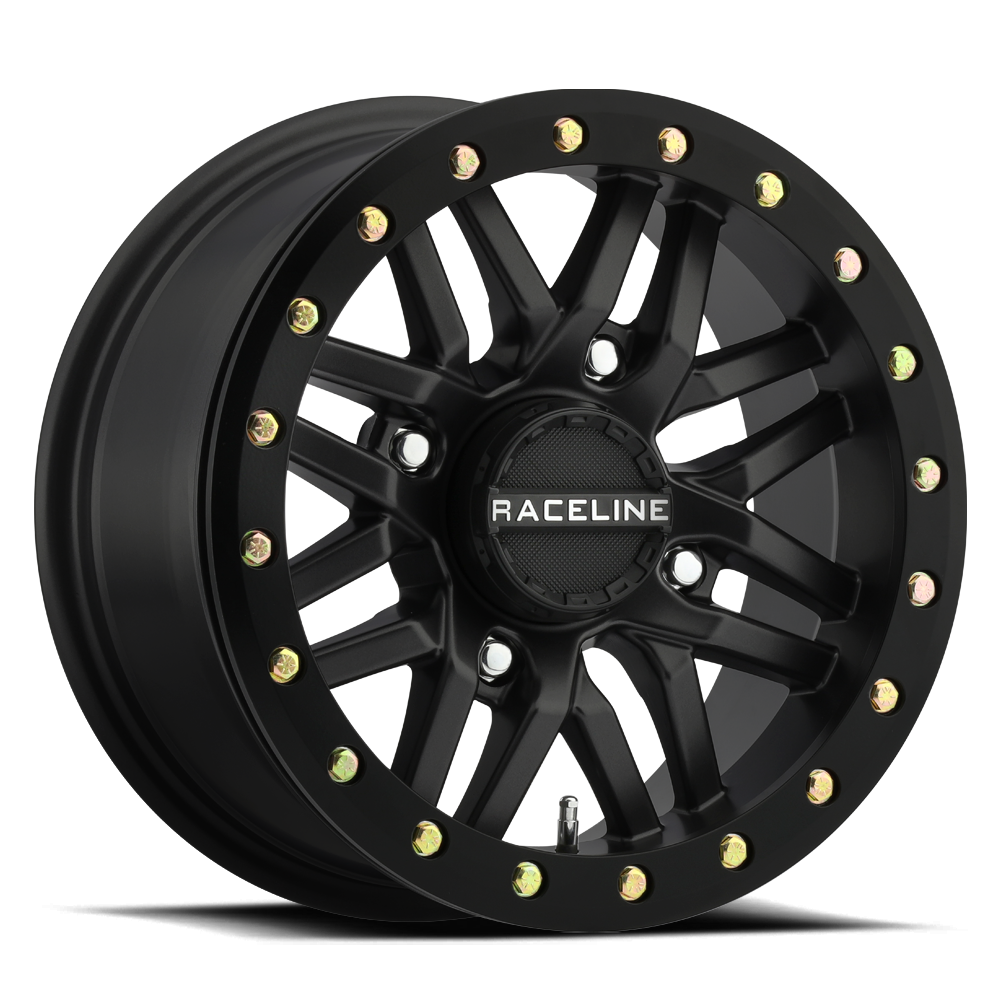 Raceline A91B-51056-55 - A91B Ryno 15x10in / 4x156 BP / 0mm Offset / 132.5mm Bore - Satin Black Beadlock Wheel