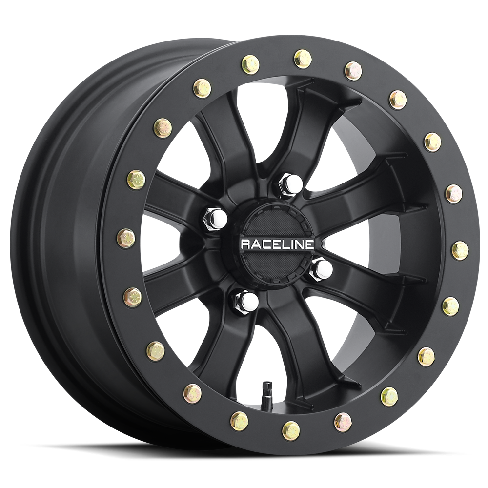Raceline A71B-57037-T-00 - A71B Mamba 15x7in / 4x137 BP / 0mm Offset / 110.18mm Bore - Satin Black Beadlock Wheel